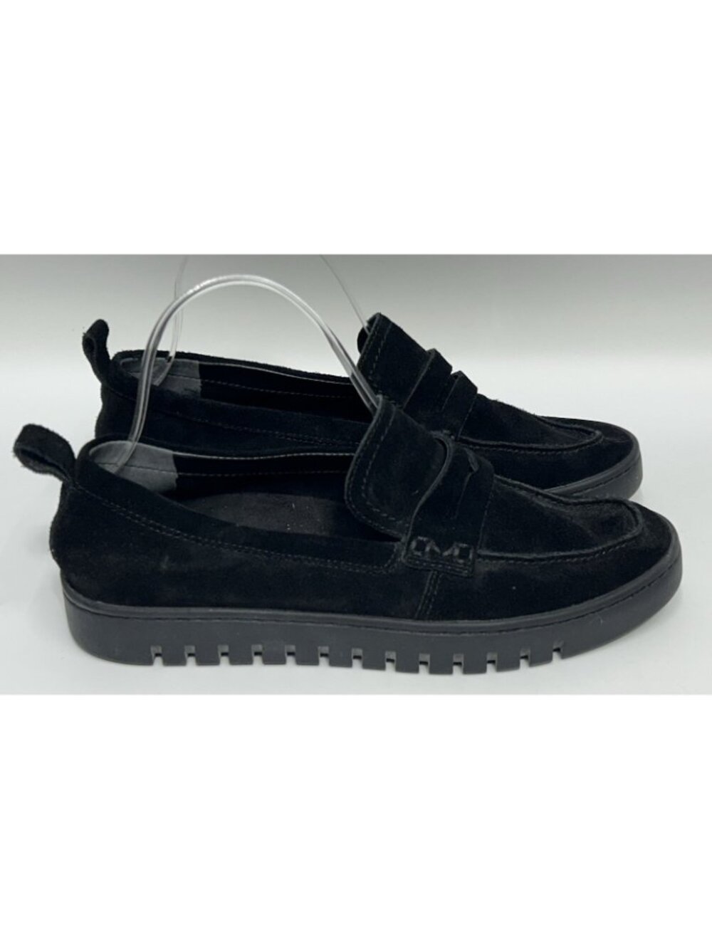Vionic Uptown Penny Loafers Black Women 8.5 Suede Orthotic Lug Sole Flats Preppy - Picture 2 of 9